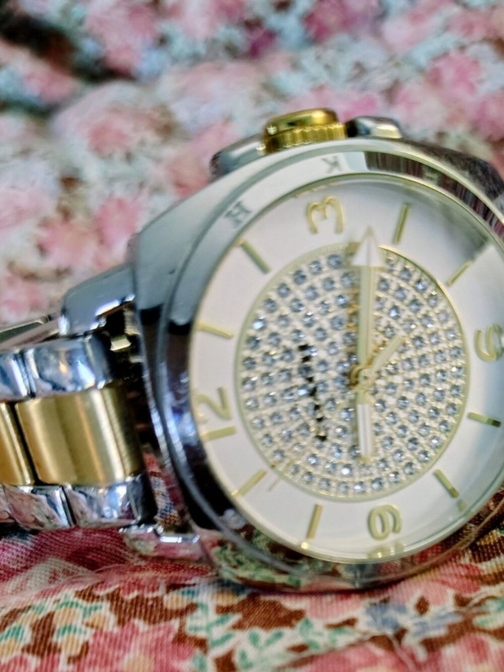 Coach Boyfriend Small watch featuring a two-tone silver and gold stainless steel